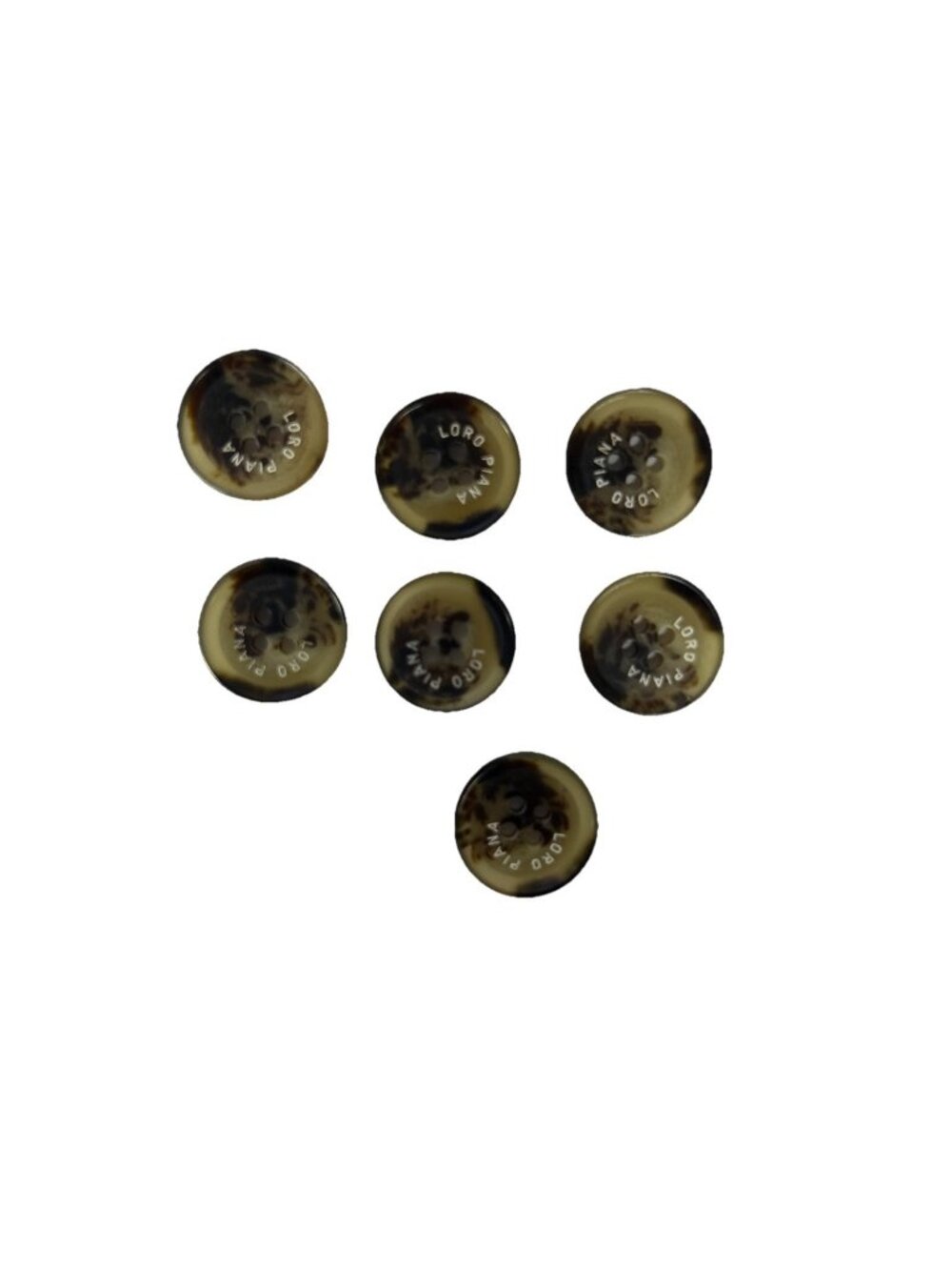 Loro Piana Tortoise Round Four Holes Set Of 7 Buttons